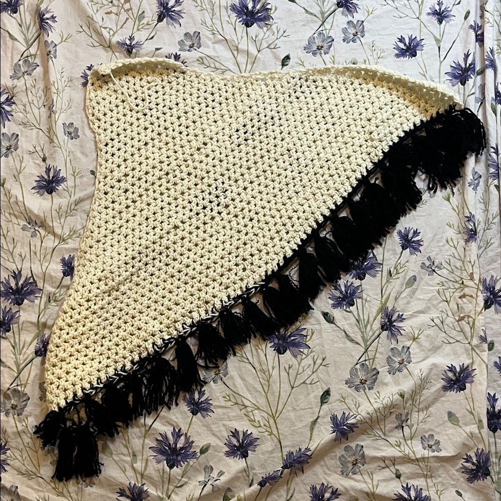 Cream and Black Plush Stuffed Animal hammock - Soft Crochet Style